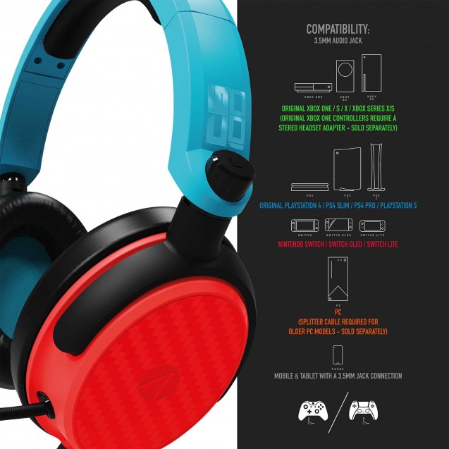 STEALTH C6-100 Gaming Headset (Neon Blue/Neon Red)